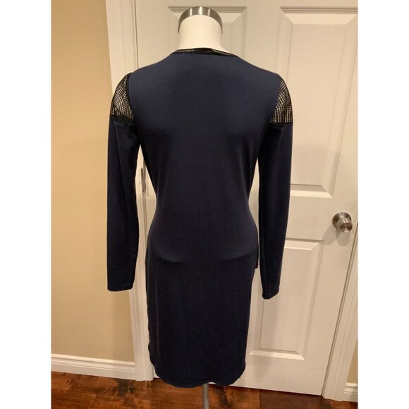 Elie Tahari Sport Blue Soft Jersey Dress w/ Twisted front & Mesh Shoulders Sz XS - Picture 4 of 5